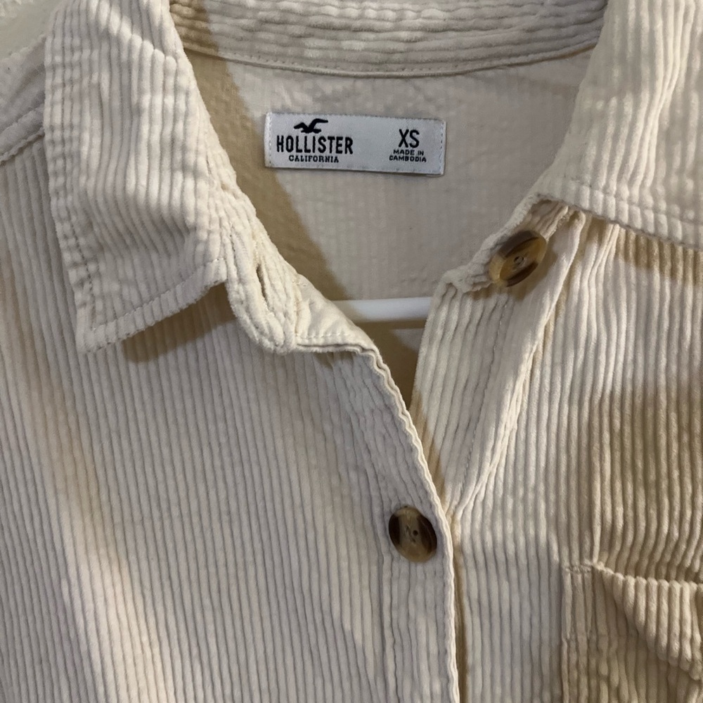Hollister Beige Corduroy button up jacket shirt xs - Picture 4 of 4